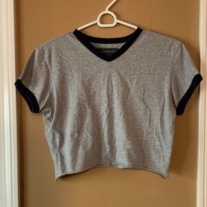 American Eagle Outfitters Gray and Black Crop Top